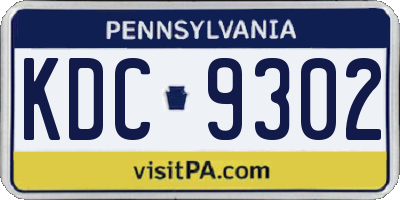 PA license plate KDC9302