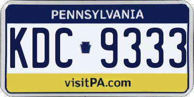 PA license plate KDC9333