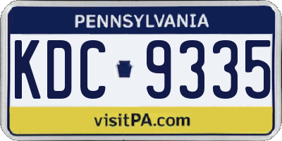 PA license plate KDC9335