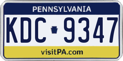 PA license plate KDC9347