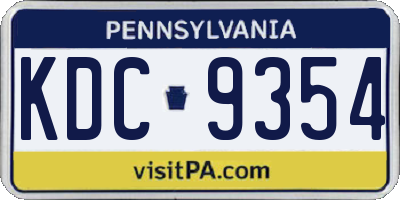 PA license plate KDC9354