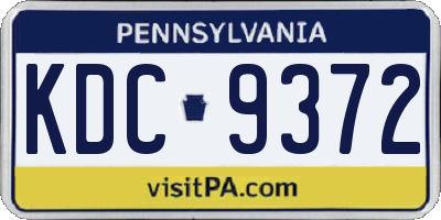 PA license plate KDC9372