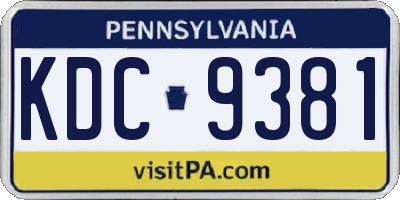 PA license plate KDC9381