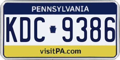 PA license plate KDC9386