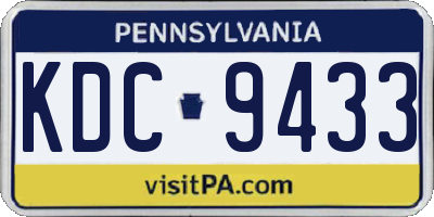 PA license plate KDC9433
