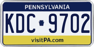 PA license plate KDC9702