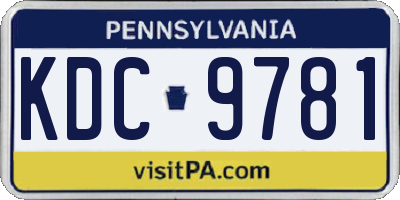 PA license plate KDC9781