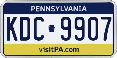 PA license plate KDC9907