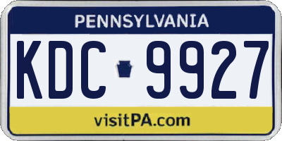 PA license plate KDC9927