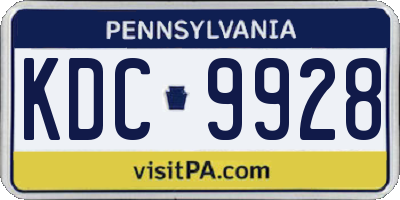 PA license plate KDC9928