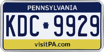 PA license plate KDC9929