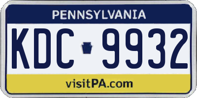 PA license plate KDC9932