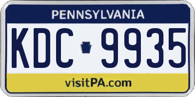 PA license plate KDC9935