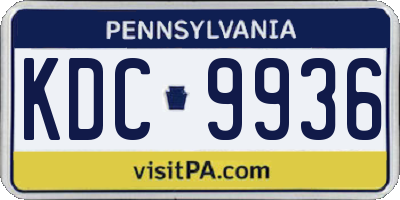 PA license plate KDC9936