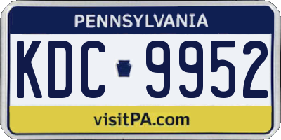 PA license plate KDC9952