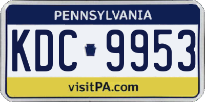 PA license plate KDC9953