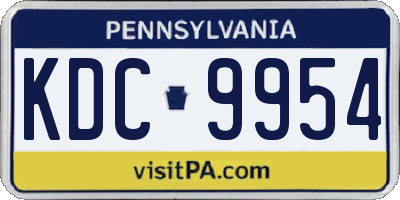 PA license plate KDC9954