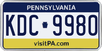 PA license plate KDC9980