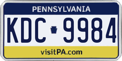 PA license plate KDC9984