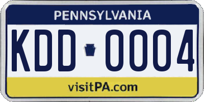 PA license plate KDD0004