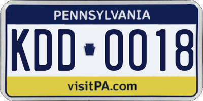 PA license plate KDD0018