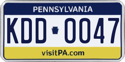 PA license plate KDD0047