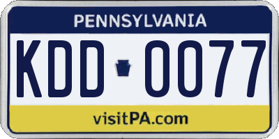 PA license plate KDD0077