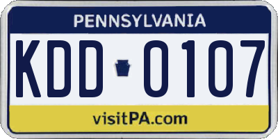 PA license plate KDD0107