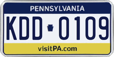 PA license plate KDD0109