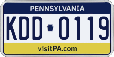 PA license plate KDD0119