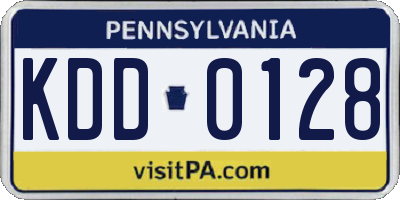 PA license plate KDD0128
