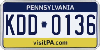 PA license plate KDD0136