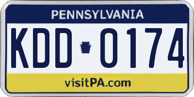 PA license plate KDD0174