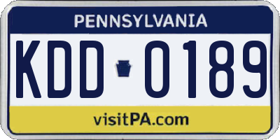 PA license plate KDD0189