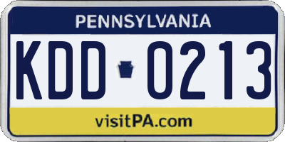 PA license plate KDD0213