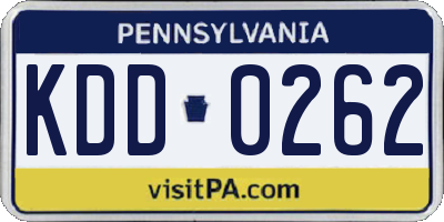 PA license plate KDD0262