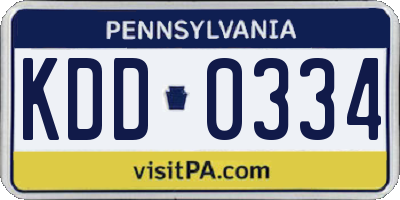 PA license plate KDD0334