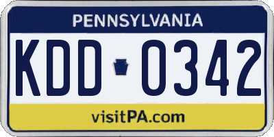PA license plate KDD0342