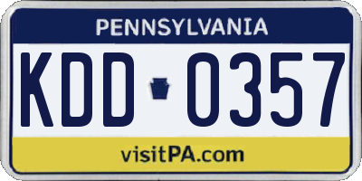 PA license plate KDD0357