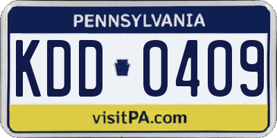 PA license plate KDD0409