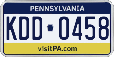 PA license plate KDD0458