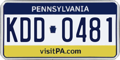 PA license plate KDD0481