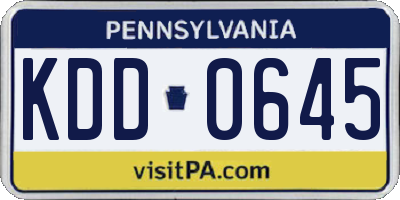 PA license plate KDD0645