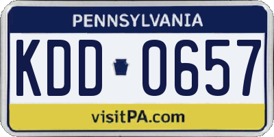 PA license plate KDD0657