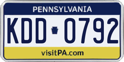 PA license plate KDD0792