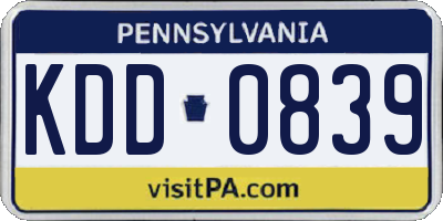 PA license plate KDD0839