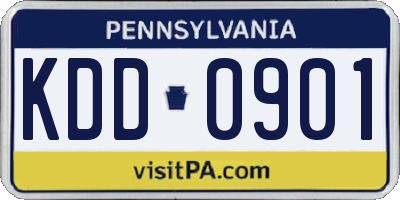 PA license plate KDD0901