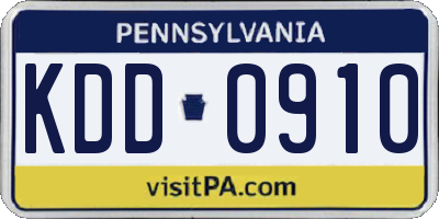 PA license plate KDD0910