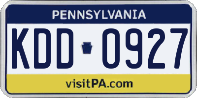 PA license plate KDD0927