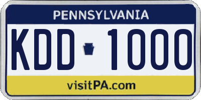 PA license plate KDD1000